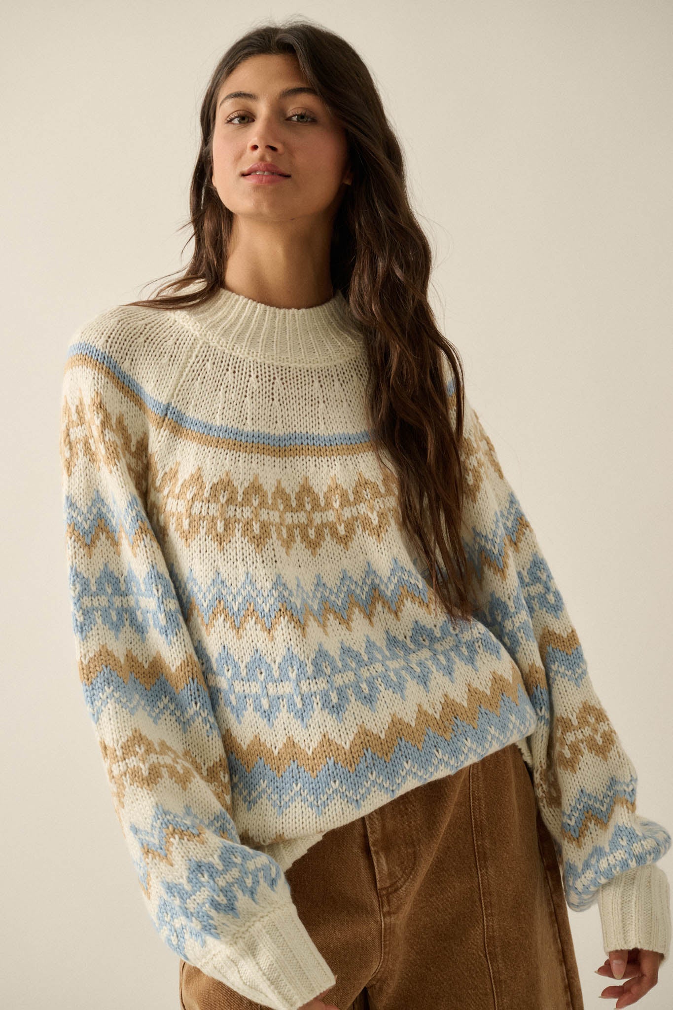 Shetland Slopes Fair Isle Mock-Neck Sweater - ShopPromesa
