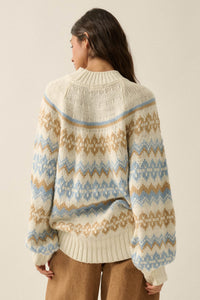 Shetland Slopes Fair Isle Mock-Neck Sweater - ShopPromesa