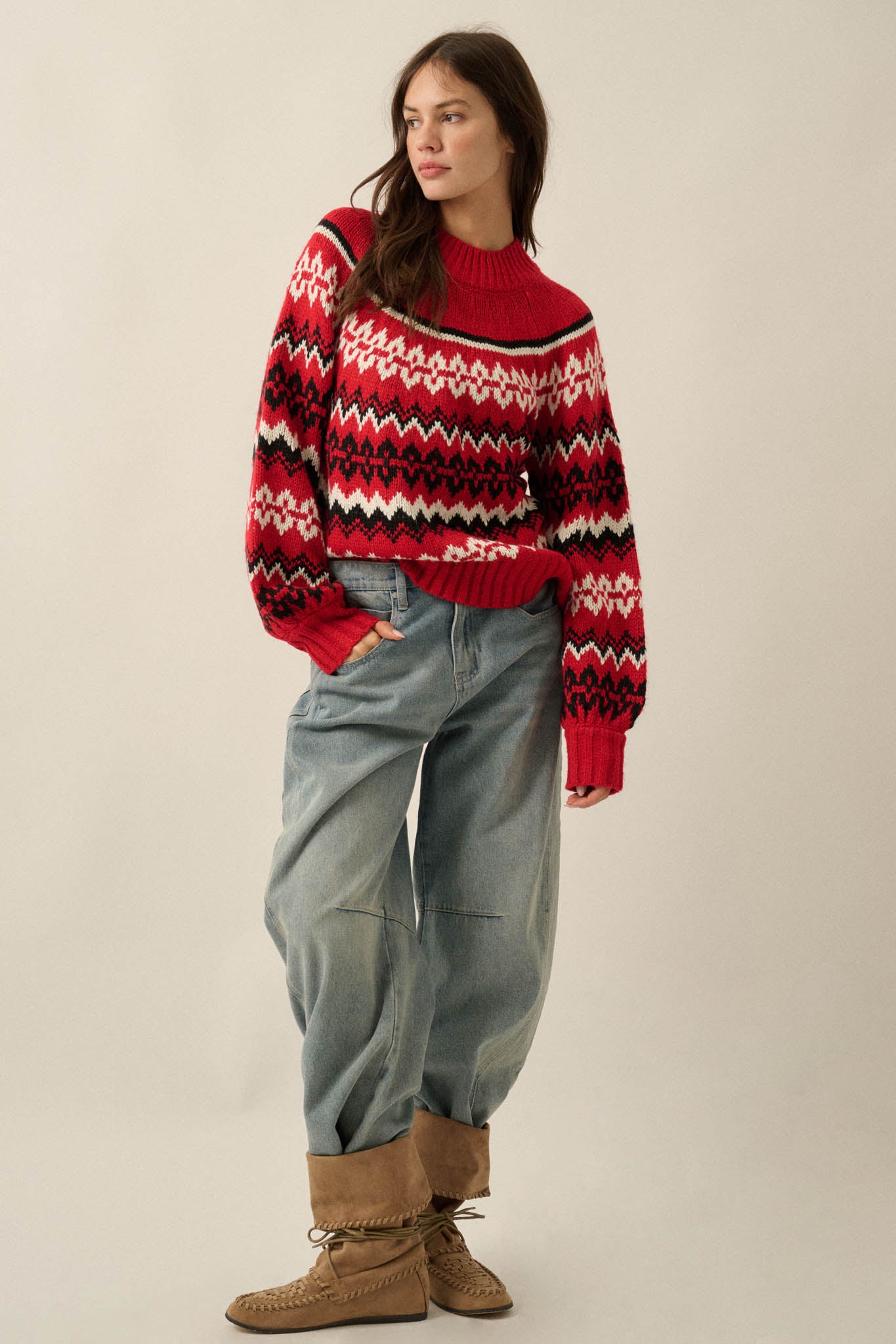 Shetland Slopes Fair Isle Mock-Neck Sweater - ShopPromesa