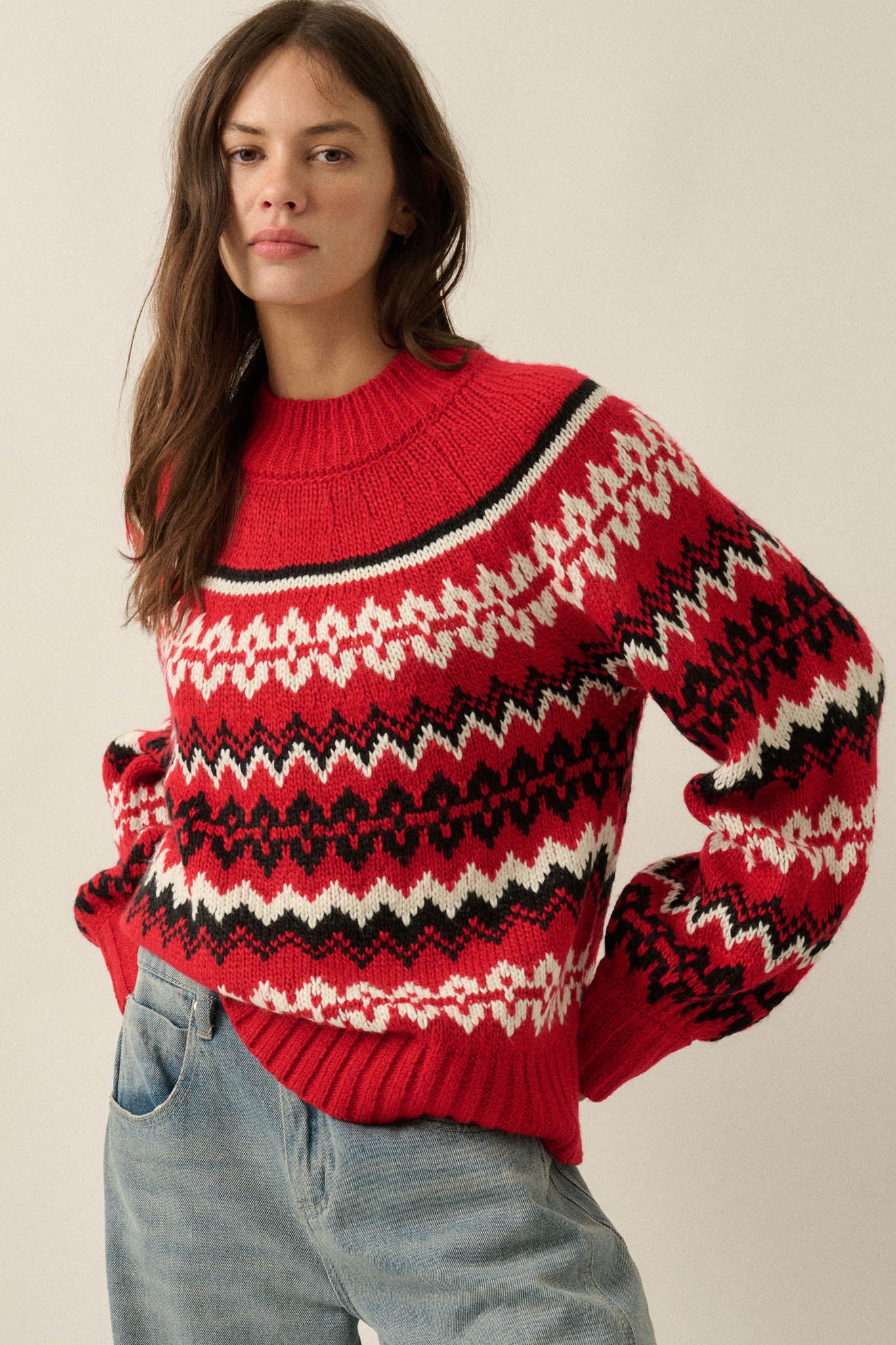 Shetland Slopes Fair Isle Mock-Neck Sweater - ShopPromesa