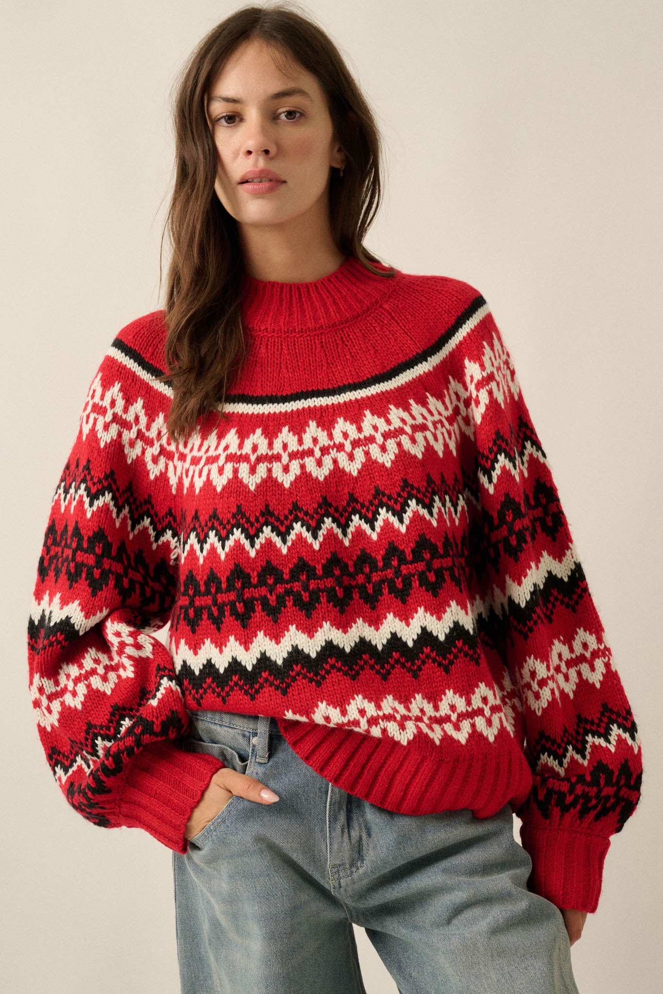 Shetland Slopes Fair Isle Mock-Neck Sweater - ShopPromesa
