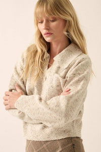 Celebrate Life Confetti Knit Pocket Polo Sweater - ShopPromesa