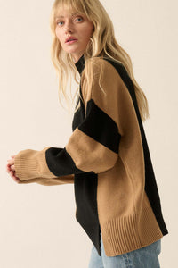 Bold Move Colorblock Striped Mock Neck Sweater - ShopPromesa