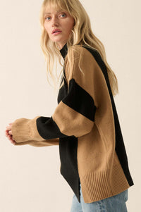 Bold Move Colorblock Striped Mock Neck Sweater - ShopPromesa