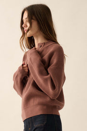 Say Anything Ribbed Knit Henley Sweater - ShopPromesa