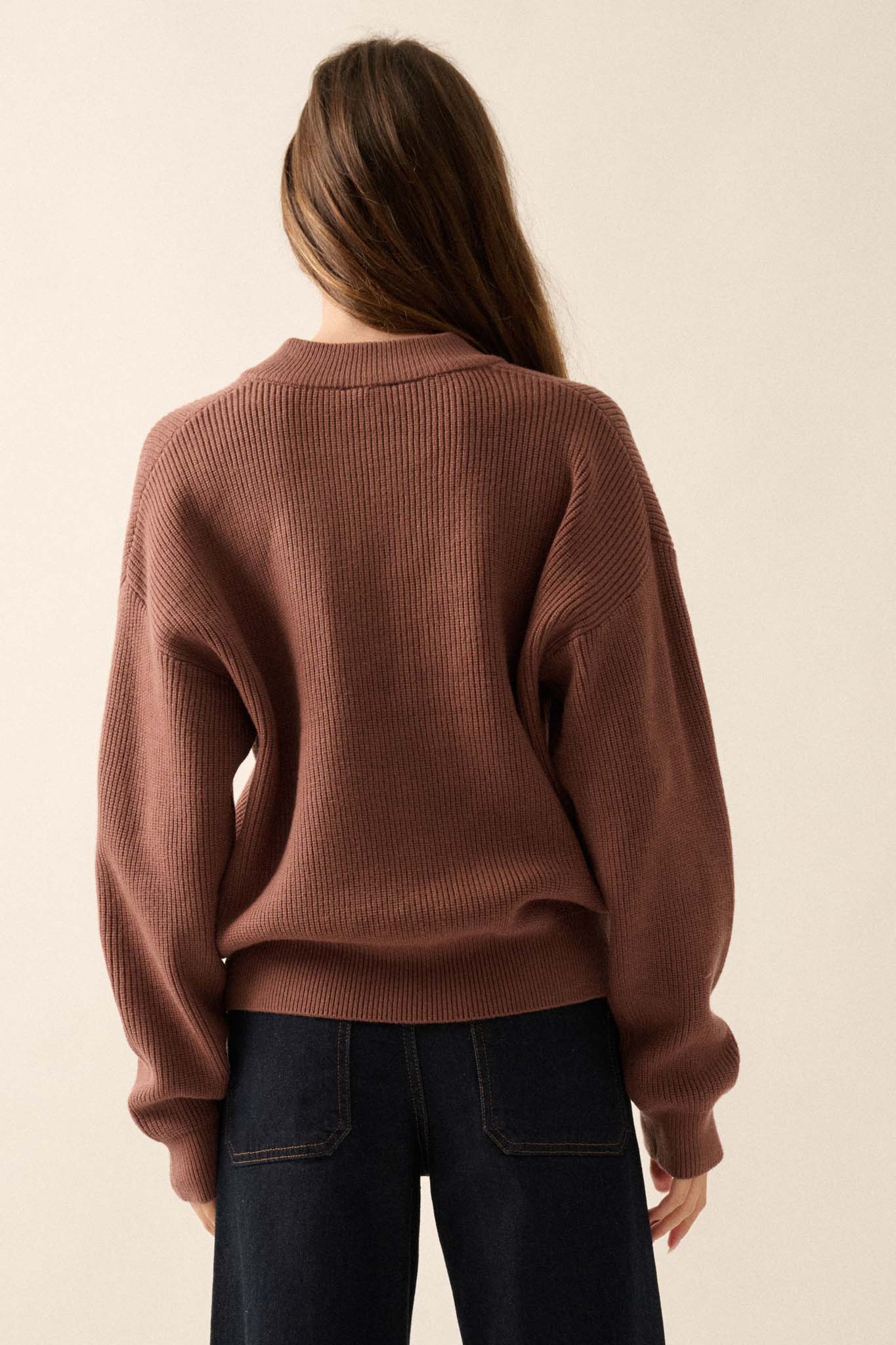 Say Anything Ribbed Knit Henley Sweater - ShopPromesa