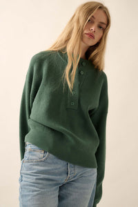 Say Anything Ribbed Knit Henley Sweater - ShopPromesa