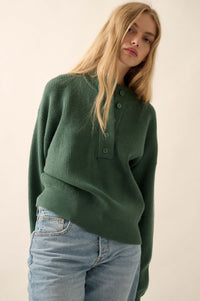 Say Anything Ribbed Knit Henley Sweater - ShopPromesa