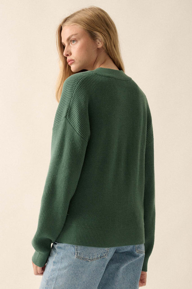 Say Anything Ribbed Knit Henley Sweater - ShopPromesa