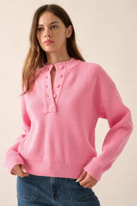 Say Anything Ribbed Knit Henley Sweater - ShopPromesa