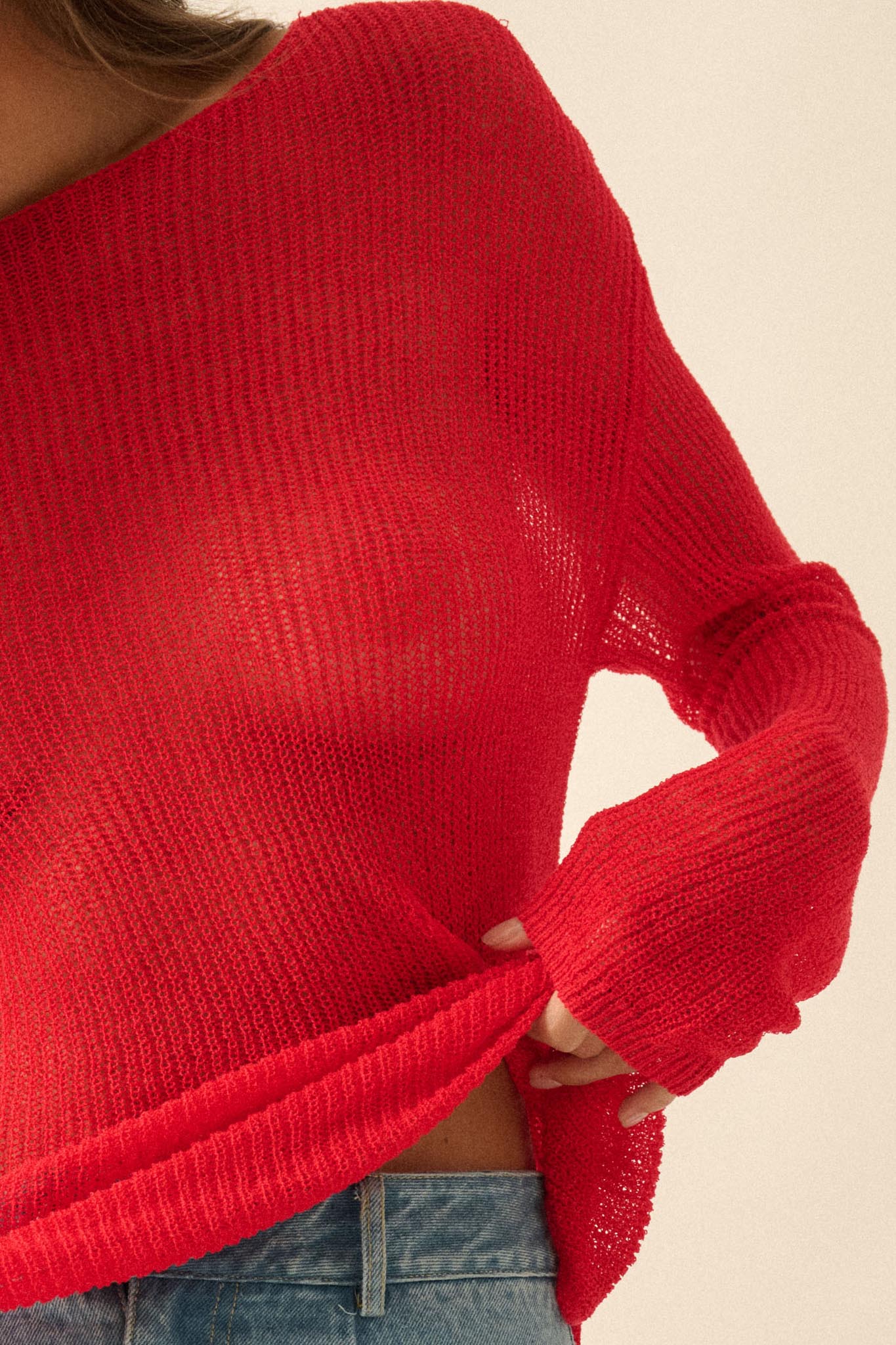 Sheer We Go Lightweight Knit Loose-Fit Sweater