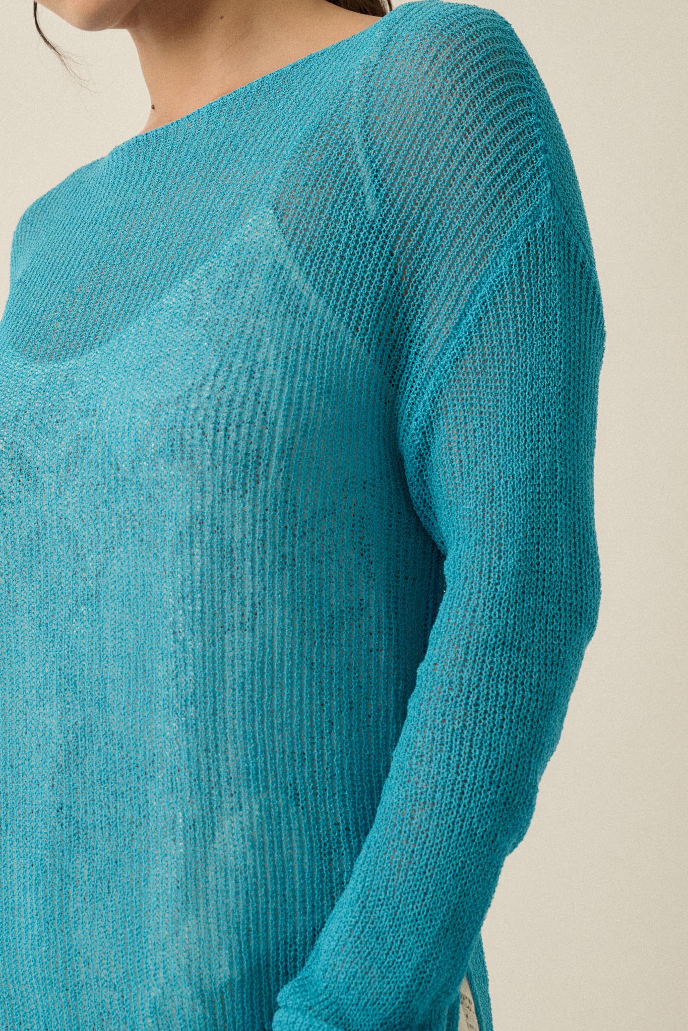 Sheer We Go Lightweight Knit Loose-Fit Sweater