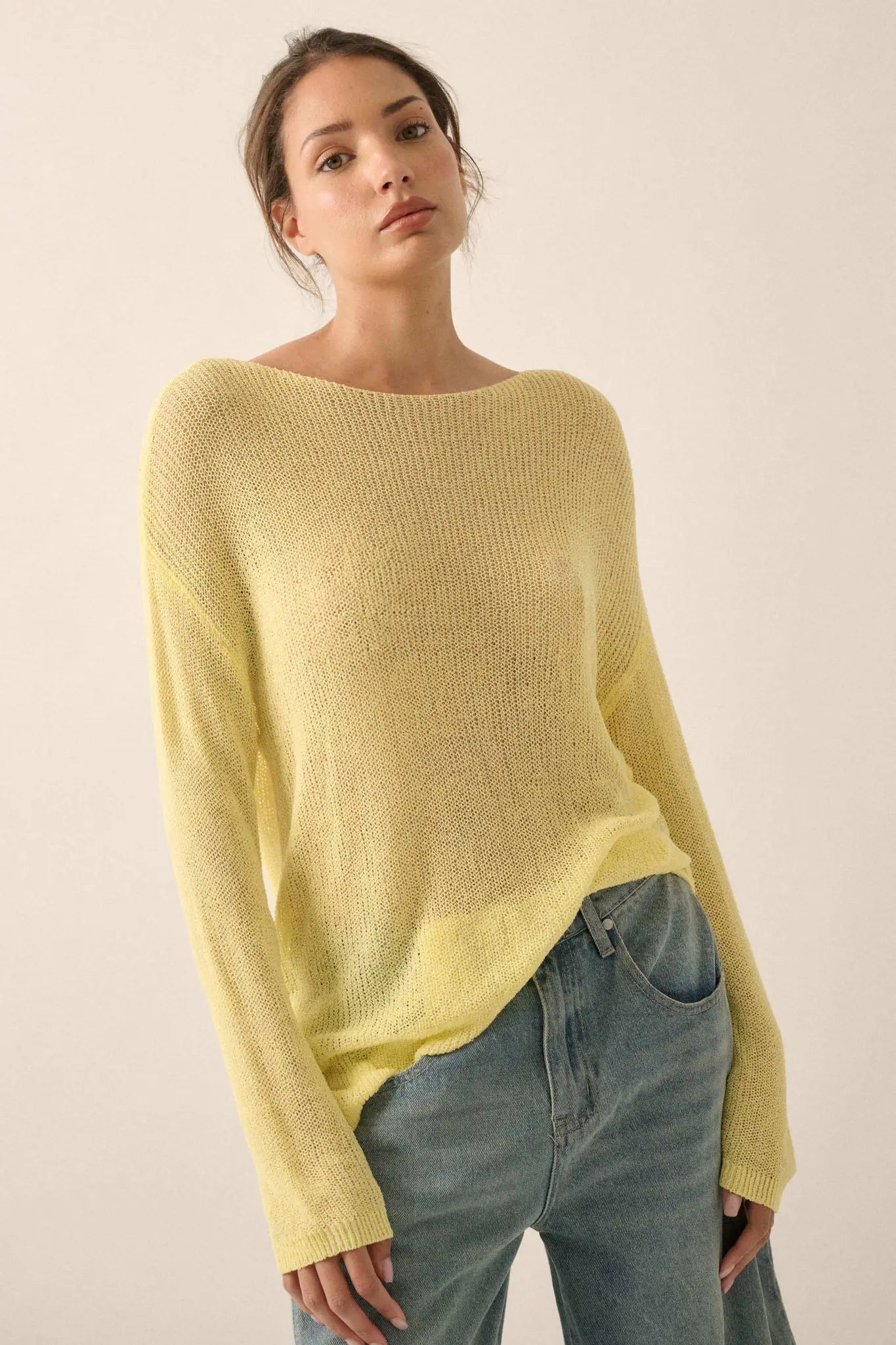 Sheer We Go Lightweight Knit Loose-Fit Sweater