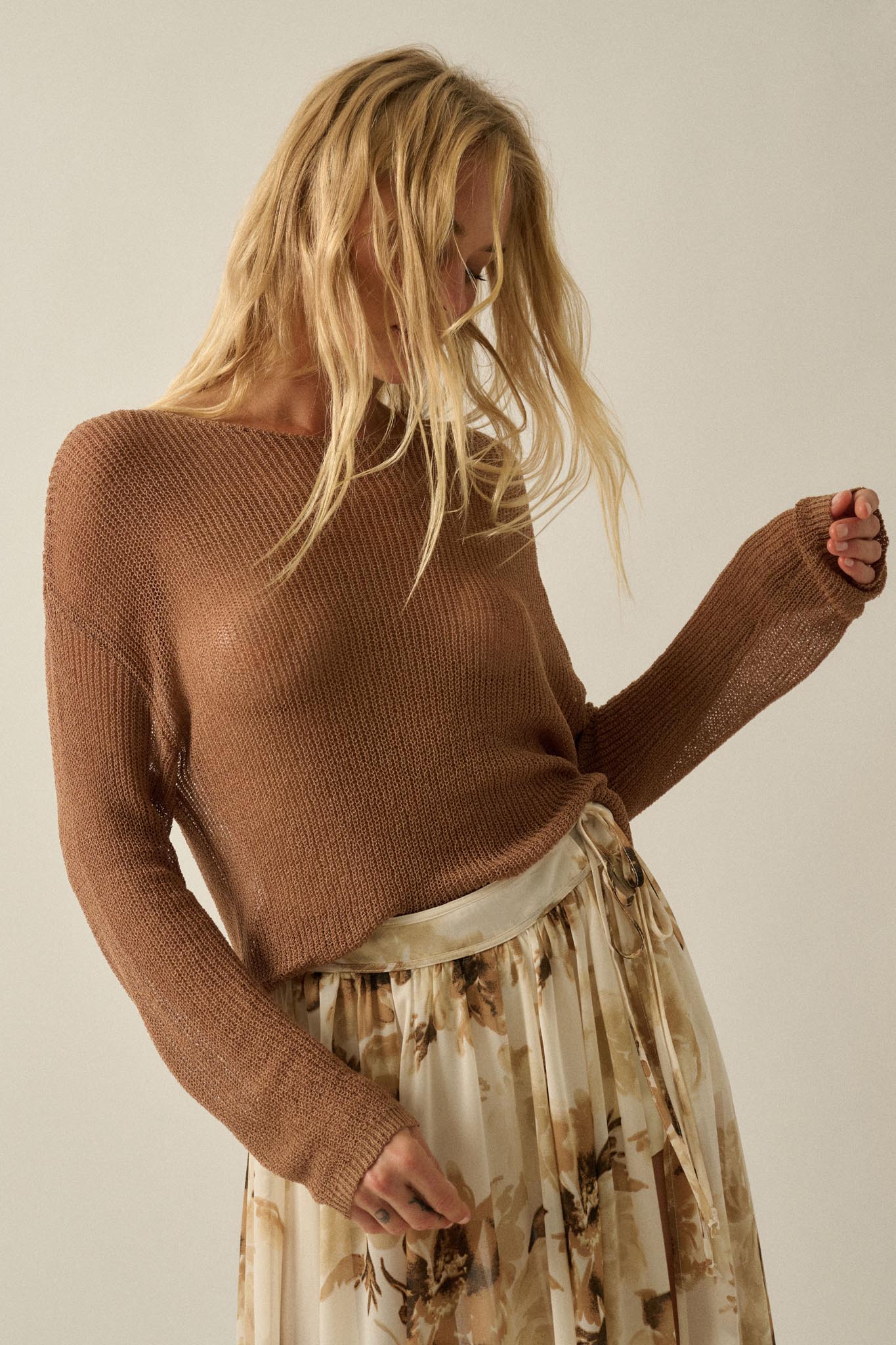 Sheer We Go Lightweight Knit Loose-Fit Sweater