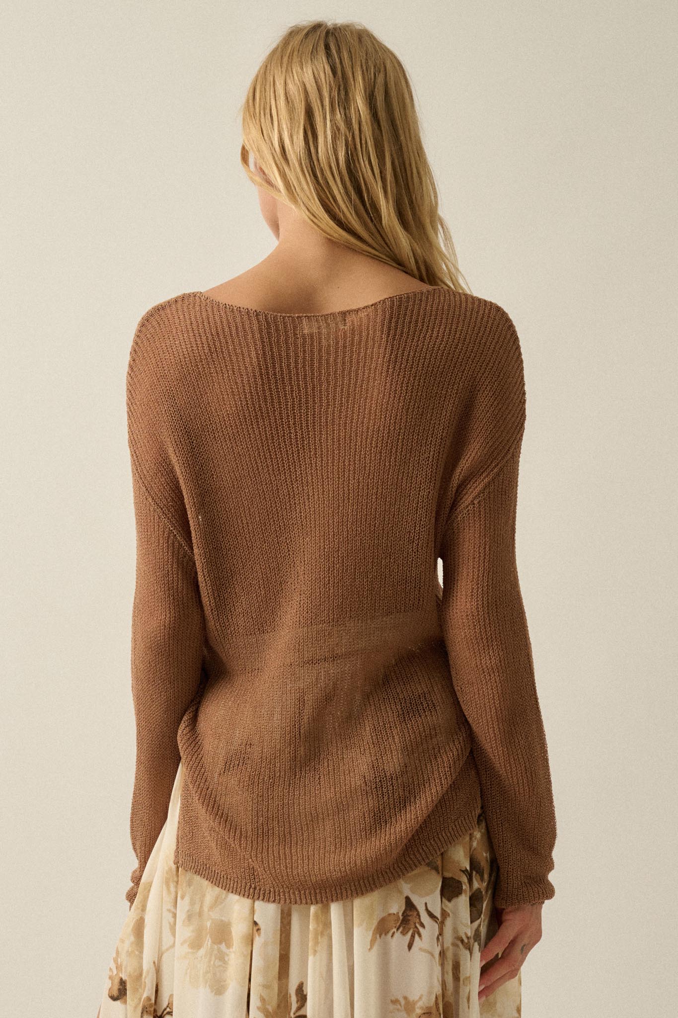 Sheer We Go Lightweight Knit Loose-Fit Sweater