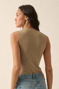 Essential Trends Solid Crepe Contour Bodysuit - ShopPromesa