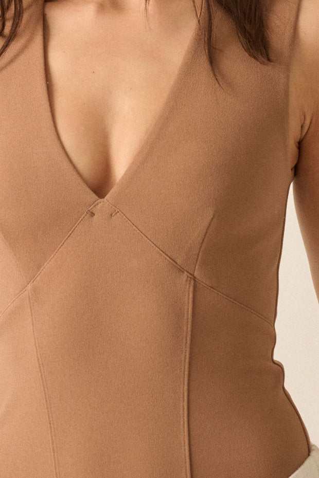 Essential Trends Solid Crepe Contour Bodysuit - ShopPromesa