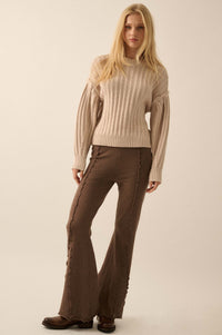 Gracious Heart Chunky Knit Pleated-Sleeve Sweater - ShopPromesa