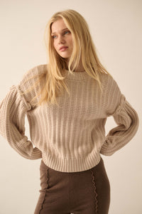 Gracious Heart Chunky Knit Pleated-Sleeve Sweater - ShopPromesa