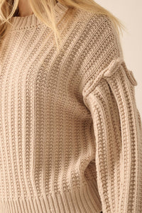 Gracious Heart Chunky Knit Pleated-Sleeve Sweater - ShopPromesa