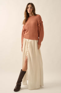 Gracious Heart Chunky Knit Pleated-Sleeve Sweater - ShopPromesa