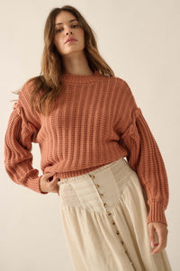 Gracious Heart Chunky Knit Pleated-Sleeve Sweater - ShopPromesa