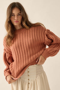 Gracious Heart Chunky Knit Pleated-Sleeve Sweater - ShopPromesa