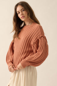 Gracious Heart Chunky Knit Pleated-Sleeve Sweater - ShopPromesa