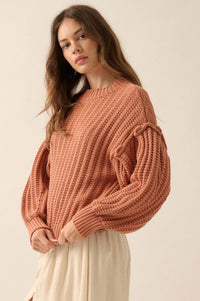 Gracious Heart Chunky Knit Pleated-Sleeve Sweater - ShopPromesa