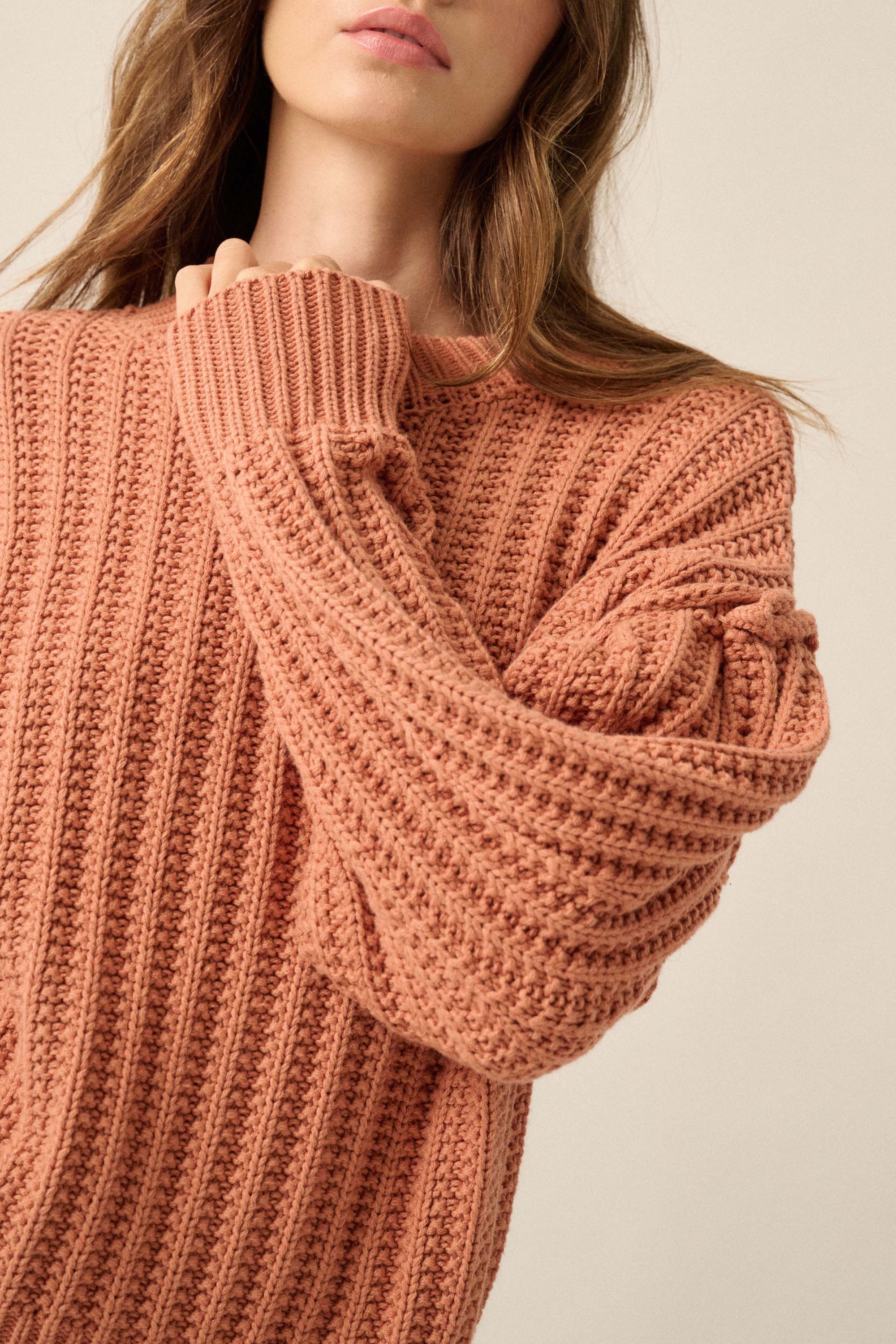 Gracious Heart Chunky Knit Pleated-Sleeve Sweater - ShopPromesa