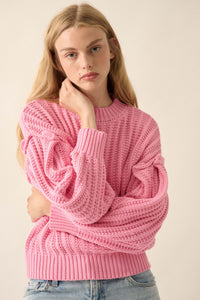 Gracious Heart Chunky Knit Pleated-Sleeve Sweater - ShopPromesa