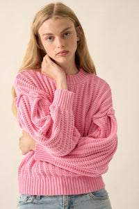 Gracious Heart Chunky Knit Pleated-Sleeve Sweater - ShopPromesa