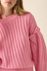 Gracious Heart Chunky Knit Pleated-Sleeve Sweater - ShopPromesa