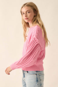 Gracious Heart Chunky Knit Pleated-Sleeve Sweater - ShopPromesa