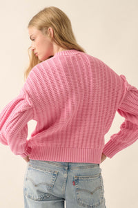 Gracious Heart Chunky Knit Pleated-Sleeve Sweater - ShopPromesa