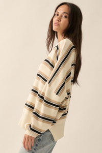 Walk the Line Oversized Striped Knit Sweater - ShopPromesa