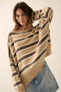 Walk the Line Oversized Striped Knit Sweater - ShopPromesa