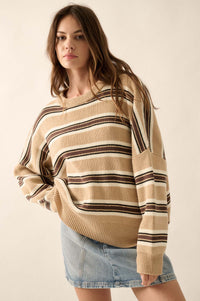 Walk the Line Oversized Striped Knit Sweater - ShopPromesa