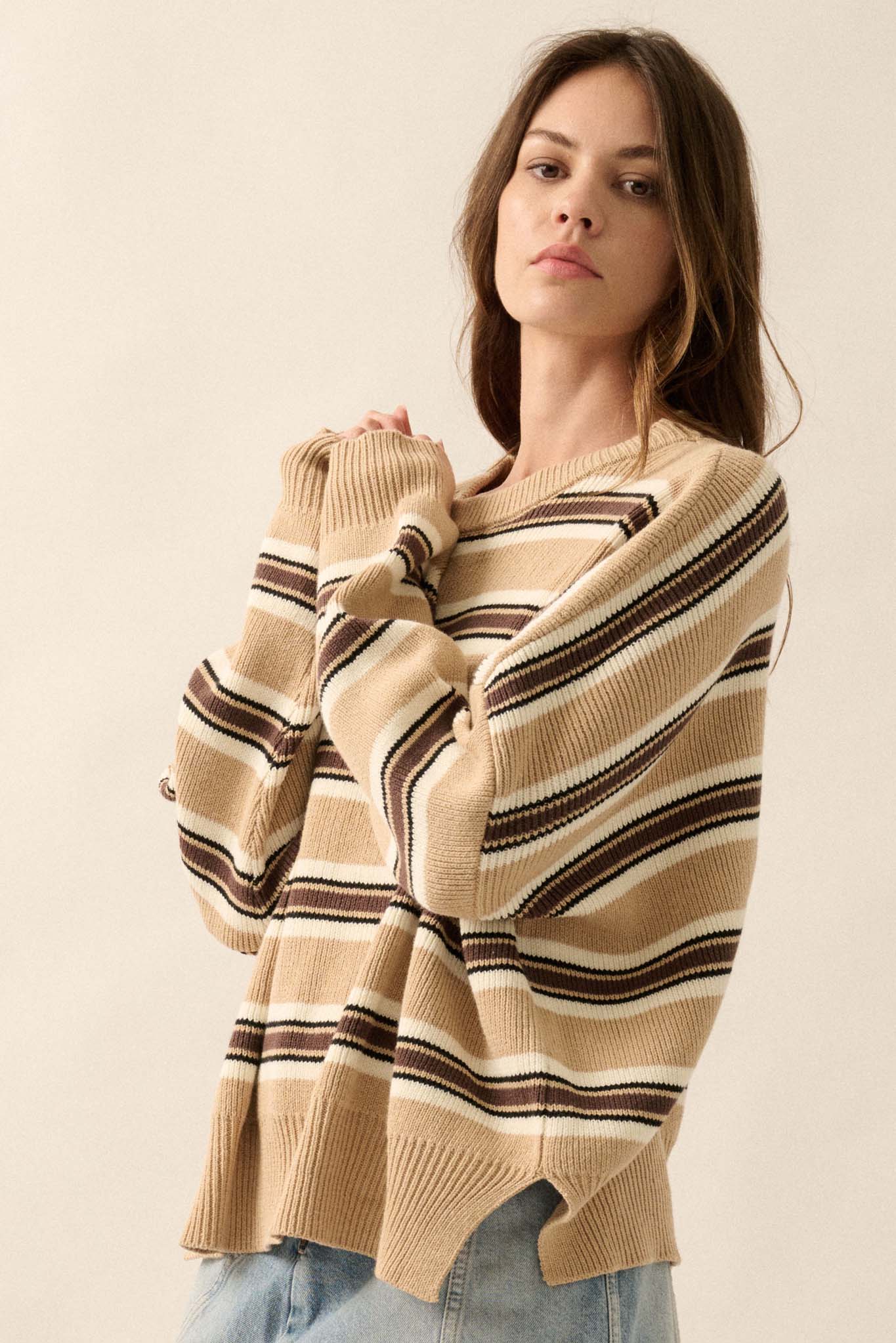 Walk the Line Oversized Striped Knit Sweater - ShopPromesa