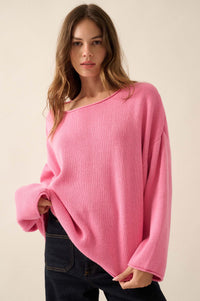 Chill Vibes Rolled-Edge Ribbed Knit Sweater - ShopPromesa