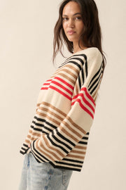 Along These Lines Multicolor Striped Knit Sweater - ShopPromesa