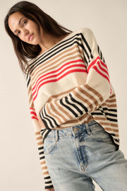 Along These Lines Multicolor Striped Knit Sweater - ShopPromesa