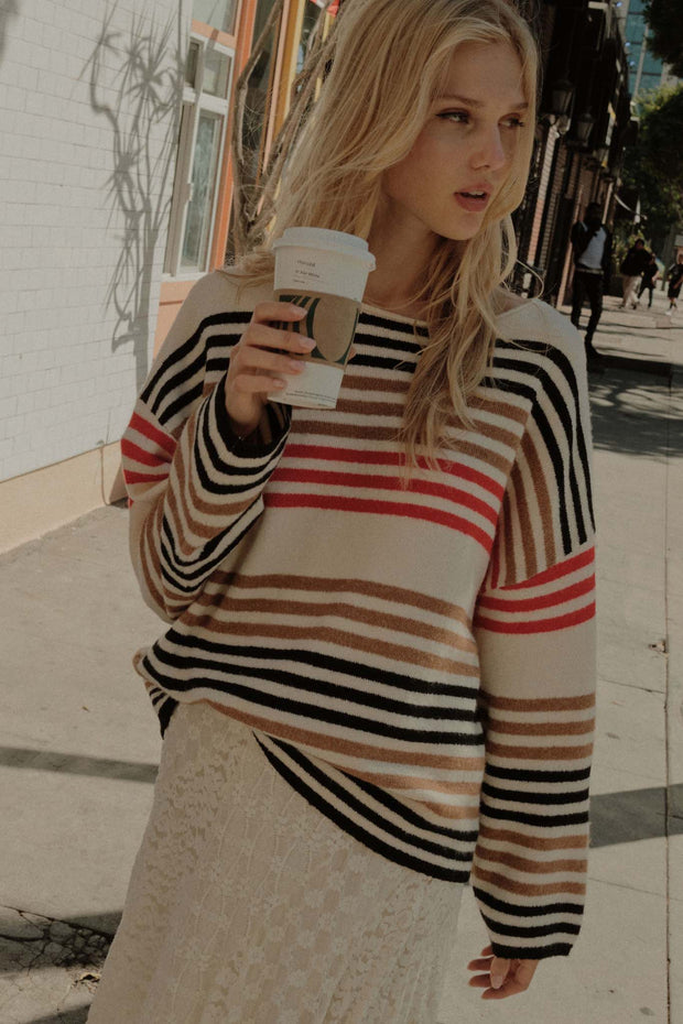 Along These Lines Multicolor Striped Knit Sweater