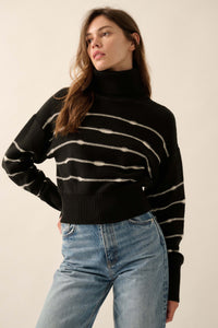 Draw the Line Striped Banded Turtleneck Sweater - ShopPromesa