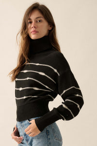 Draw the Line Striped Banded Turtleneck Sweater - ShopPromesa