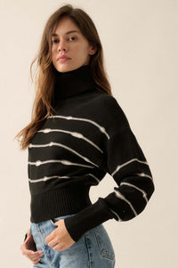 Draw the Line Striped Banded Turtleneck Sweater - ShopPromesa