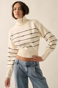 Draw the Line Striped Banded Turtleneck Sweater - ShopPromesa