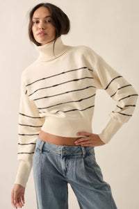 Draw the Line Striped Banded Turtleneck Sweater - ShopPromesa