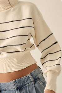 Draw the Line Striped Banded Turtleneck Sweater - ShopPromesa