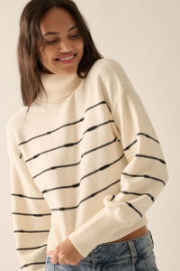 Draw the Line Striped Banded Turtleneck Sweater - ShopPromesa